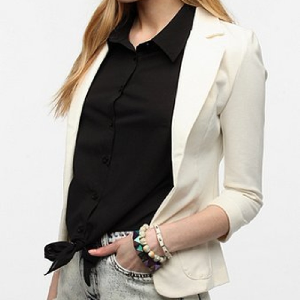 Sparkle & Fade White Ponte Knit Blazer - Medium